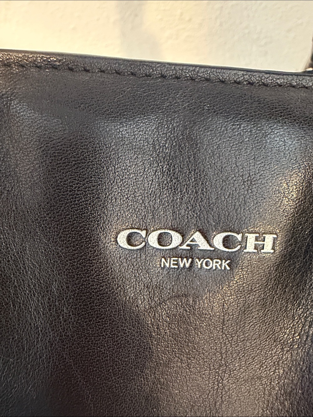 Coach Black Leather Tote with Tassel Charm and Top Handles - Picture 4 of 8